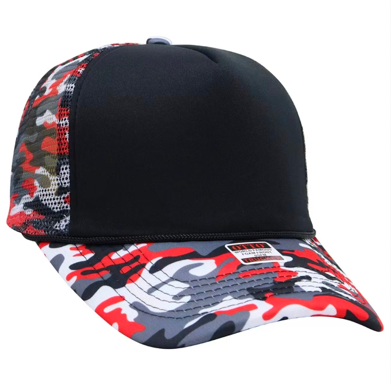 Camouflage brimmed mesh cap