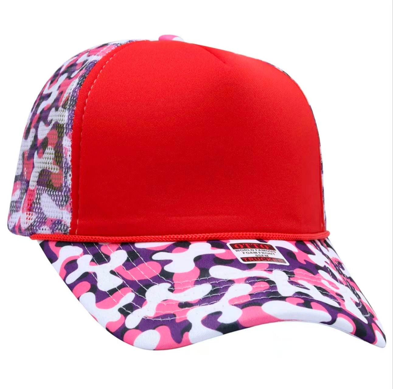 Camouflage brimmed mesh cap
