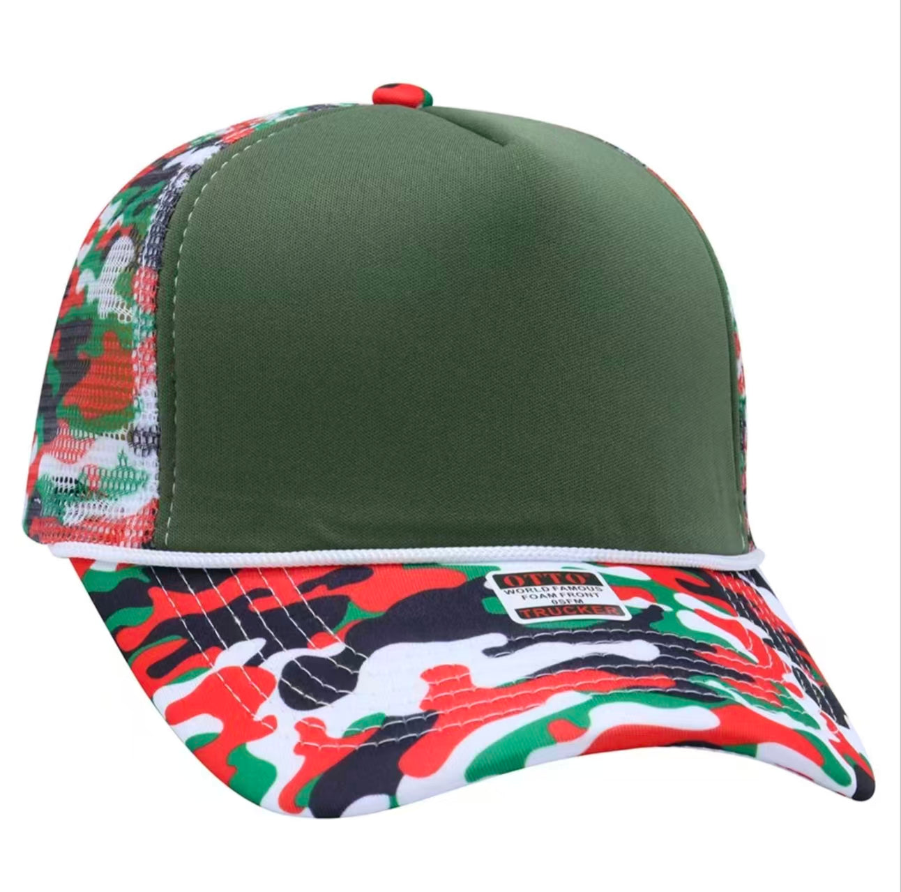 Camouflage brimmed mesh cap