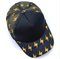 Black Yellow Lightning Print Trucker Cap