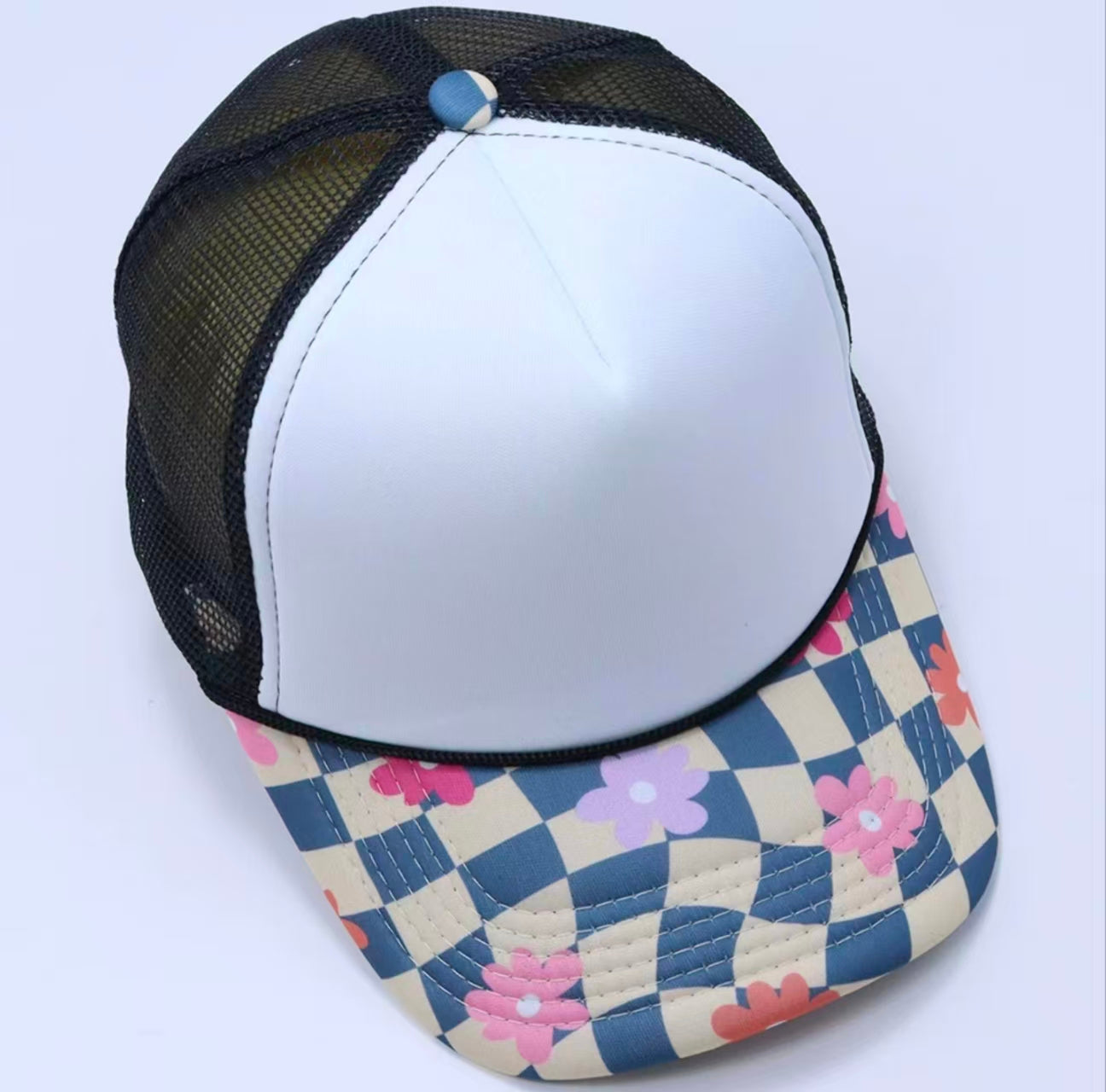 Checker Floral Trucker Hat