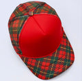 Red Plaid Print Trucker Cap