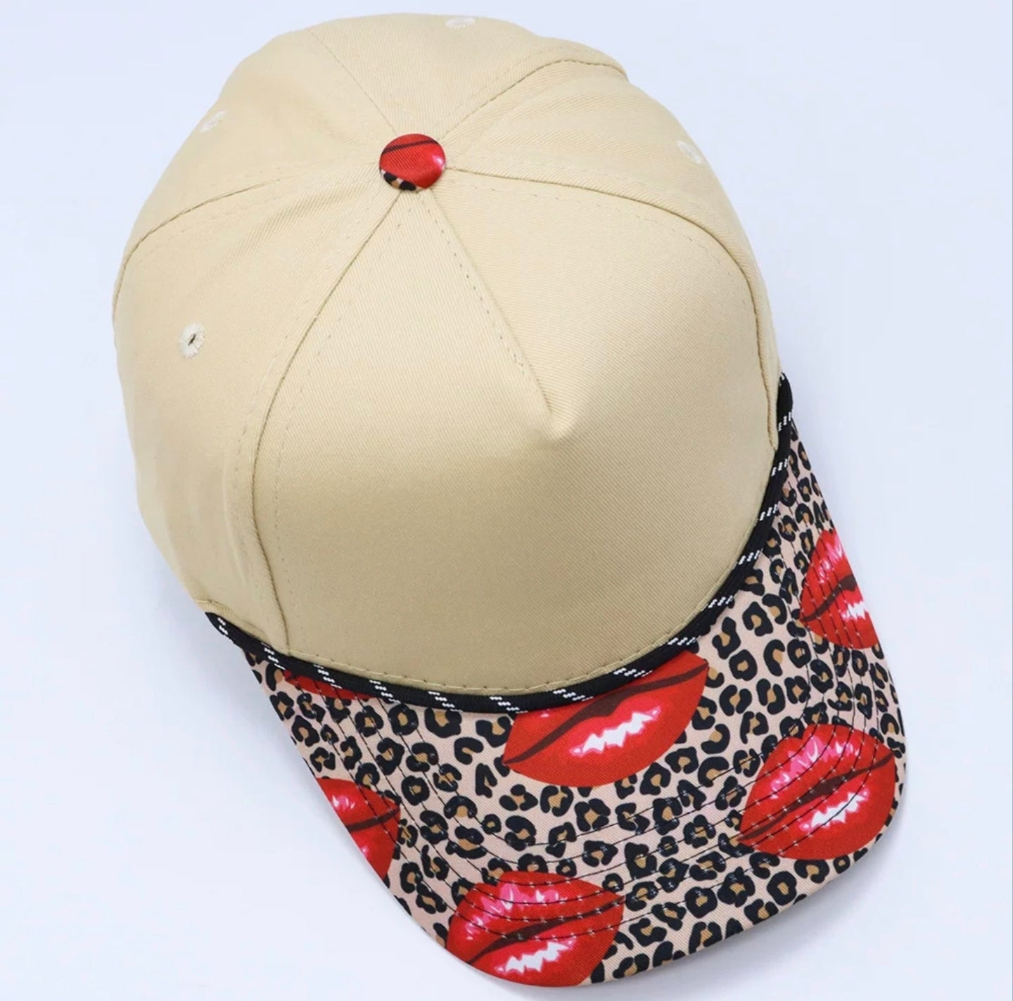 Vibrant Pattern Brim Baseball Cap, Unique Printed Bill Hat with Rope Trim, Casual Trucker Style