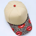 Beige Leopard Lips Print Baseball Cap