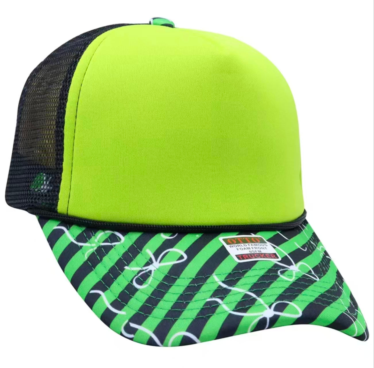 Green Bow Stripe Trucker Hat