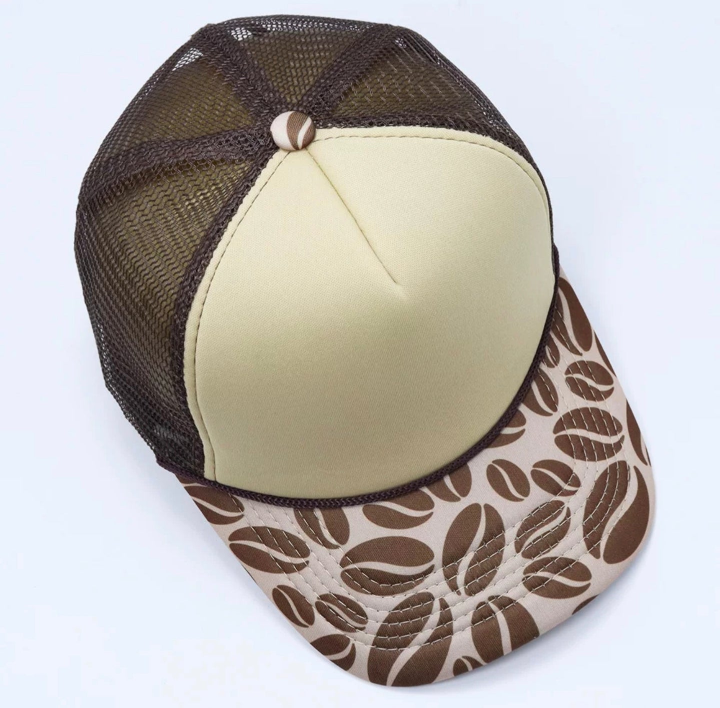 Coffee Bean Print Trucker Cap
