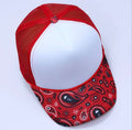 Red Paisley Print Trucker Cap