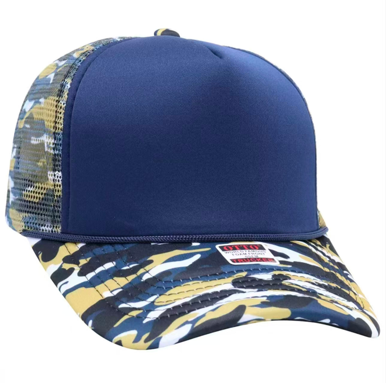 Camouflage brimmed mesh cap