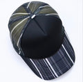 Black White Stripe Print Trucker Cap