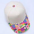 Beige & Multicolor Geometric Print Cap