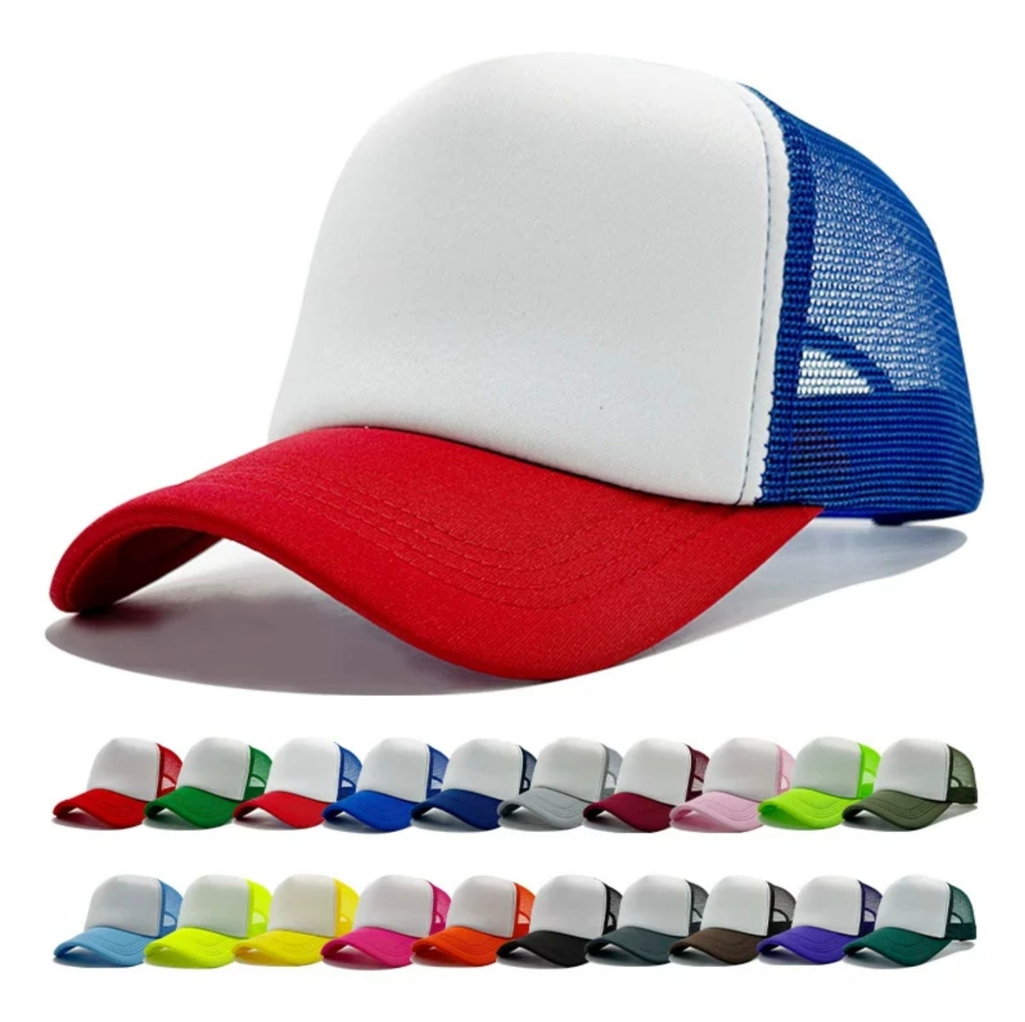  Blank Trucker Hat - Breathable Foam Front Mesh Snapback Baseball Cap for Custom Logo 
