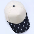 Beige Cross Print Baseball Cap