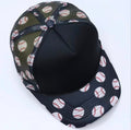 Black Baseball Print Trucker Cap
