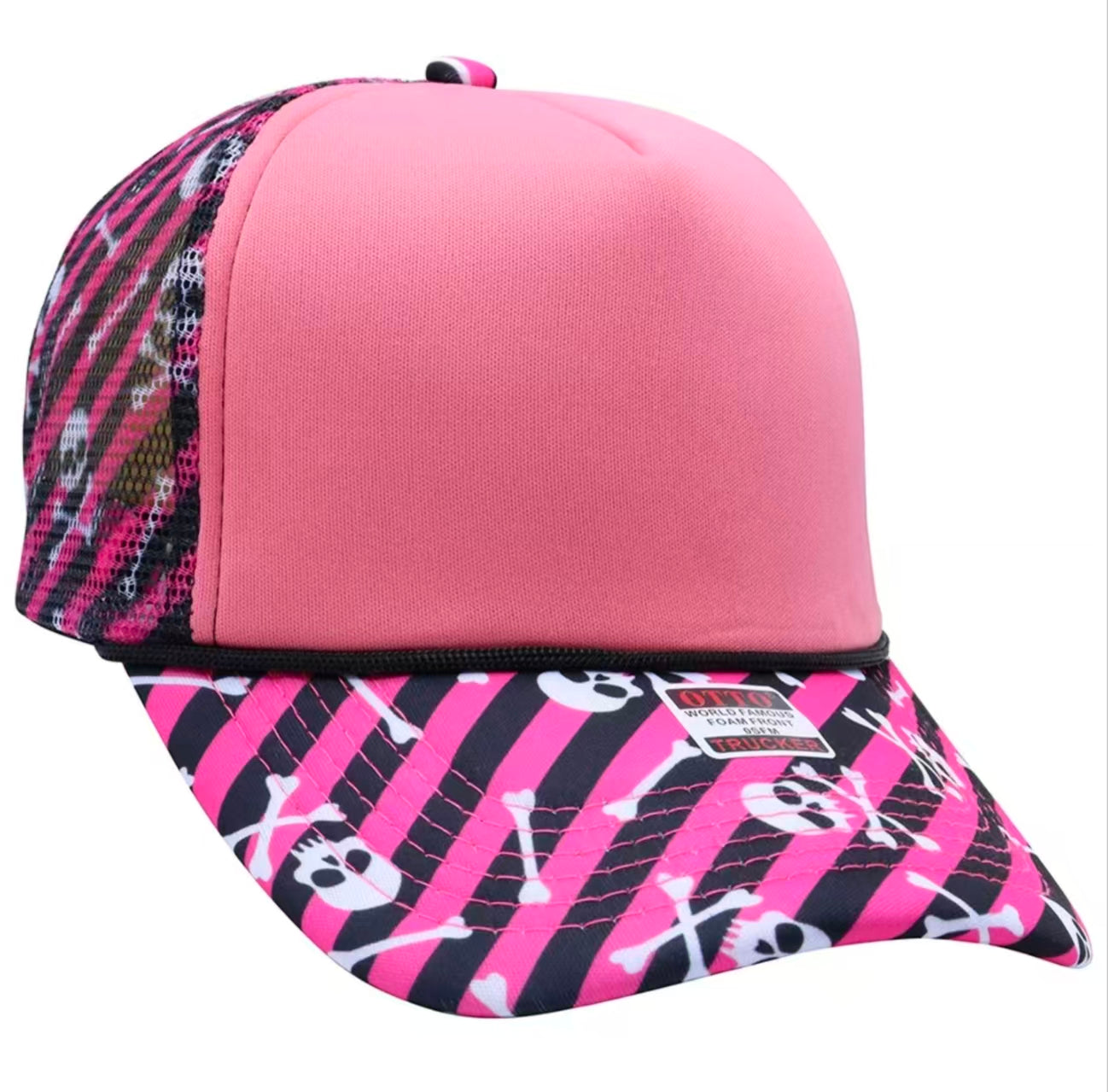 Skull Stripe Trucker Hat