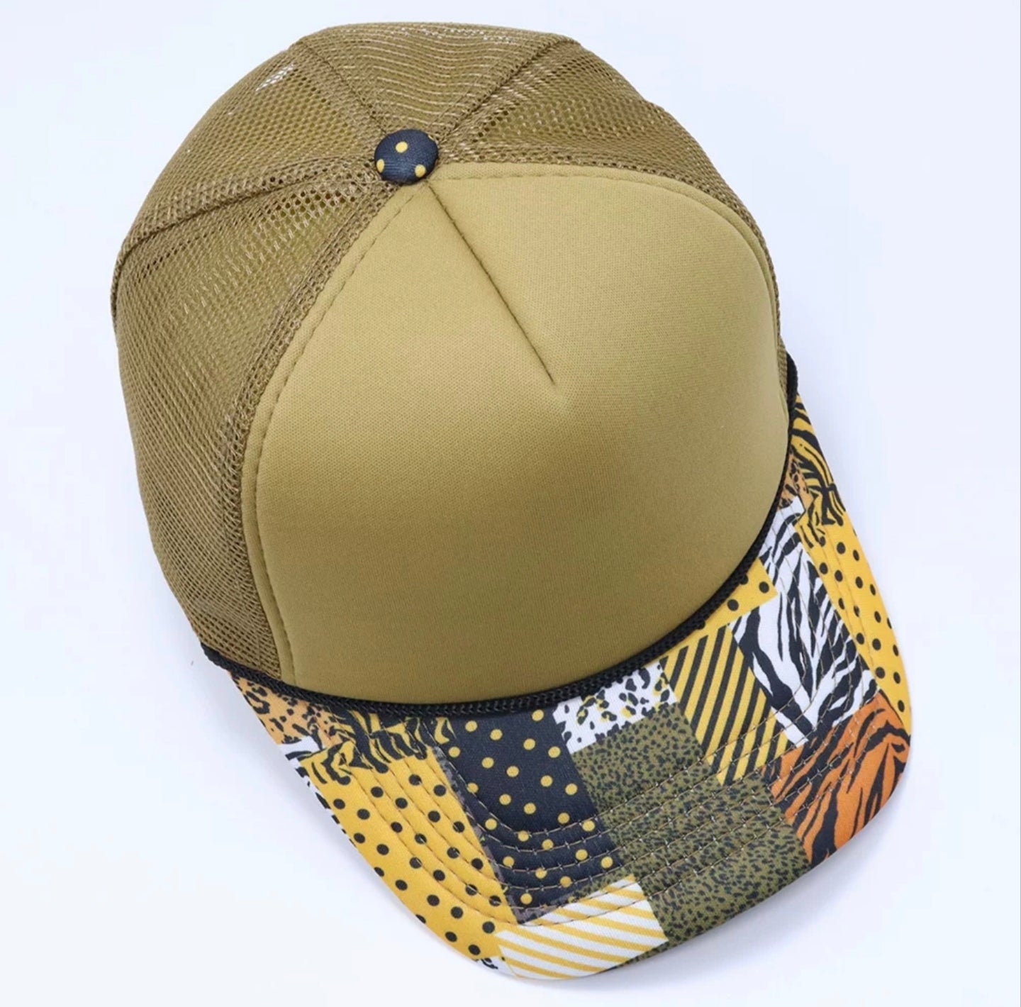 Olive Green Animal Print Trucker Cap