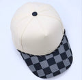 Beige Plaid Print Baseball Cap