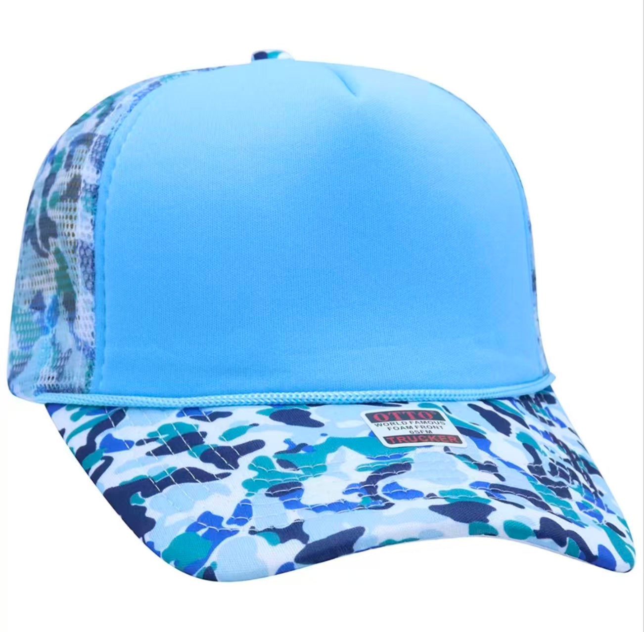 Camouflage brimmed mesh cap