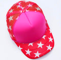 Hot Pink Red Star Print Trucker Cap