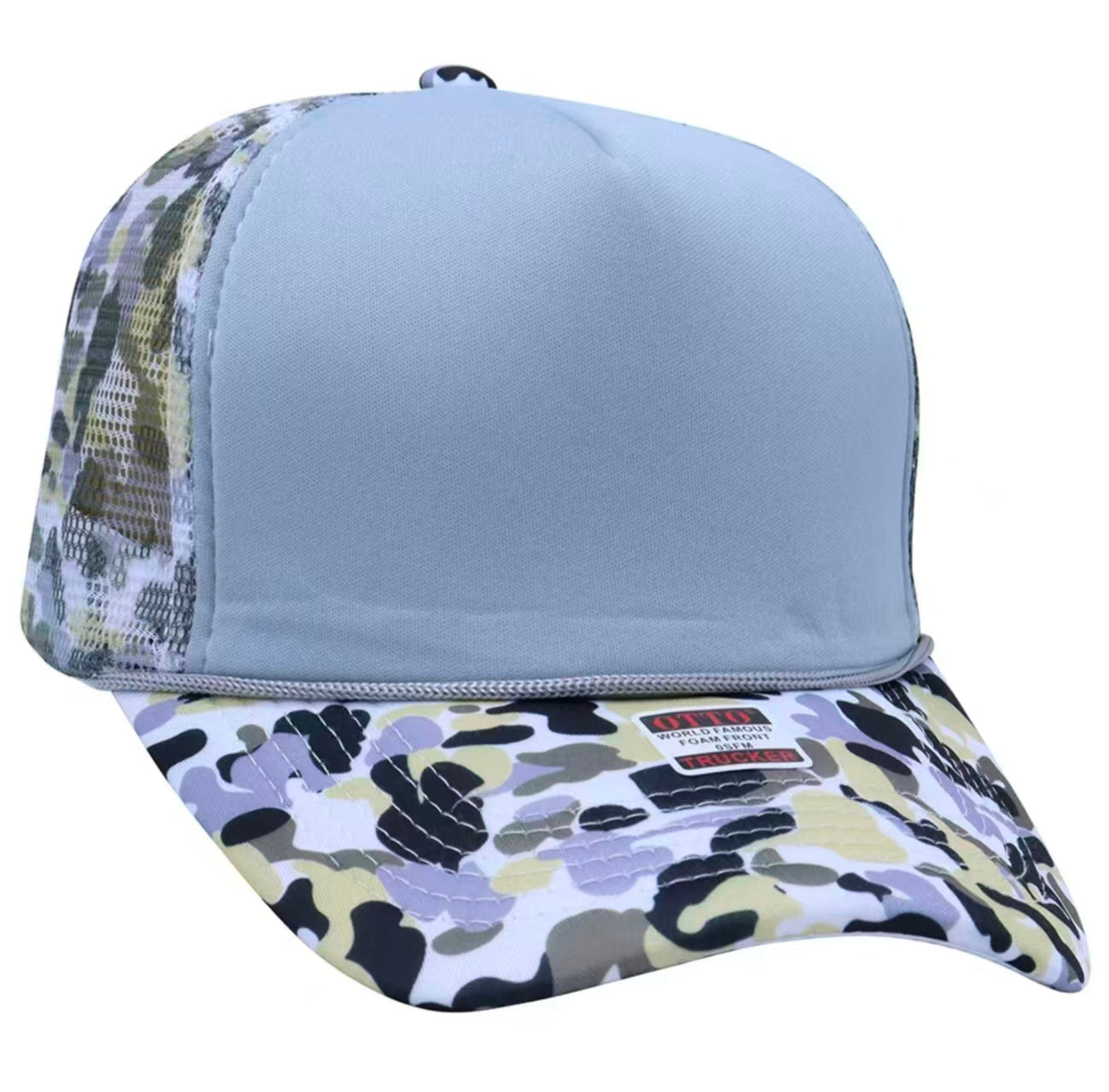 Camouflage brimmed mesh cap