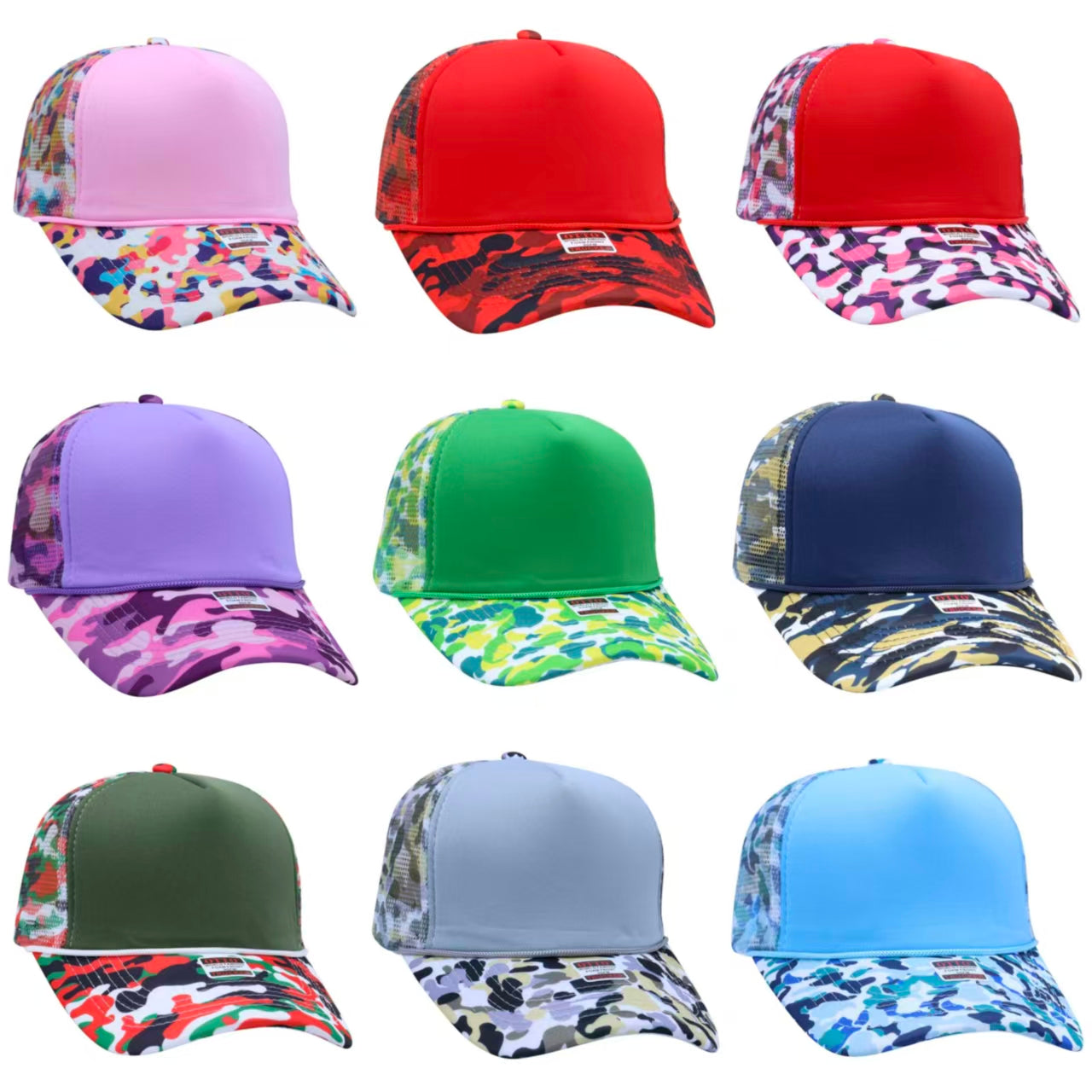 Camouflage brimmed mesh cap